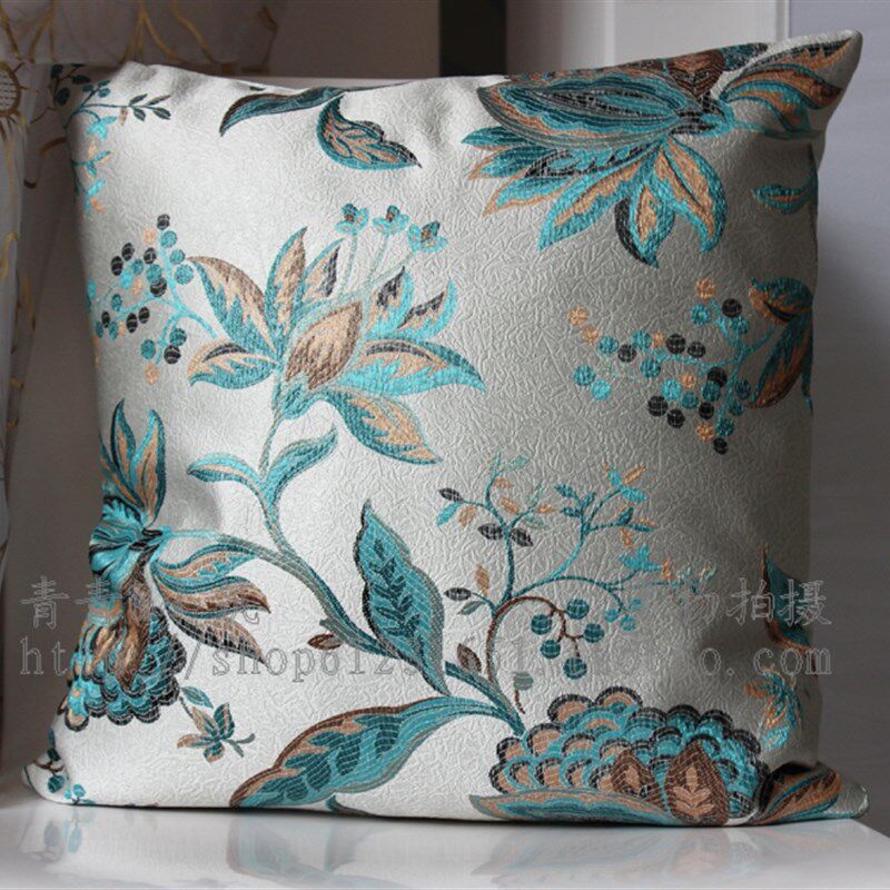 双面绣花蓝宝石花双面大靠垫汽车家居靠垫/靠枕/抱枕套60X60