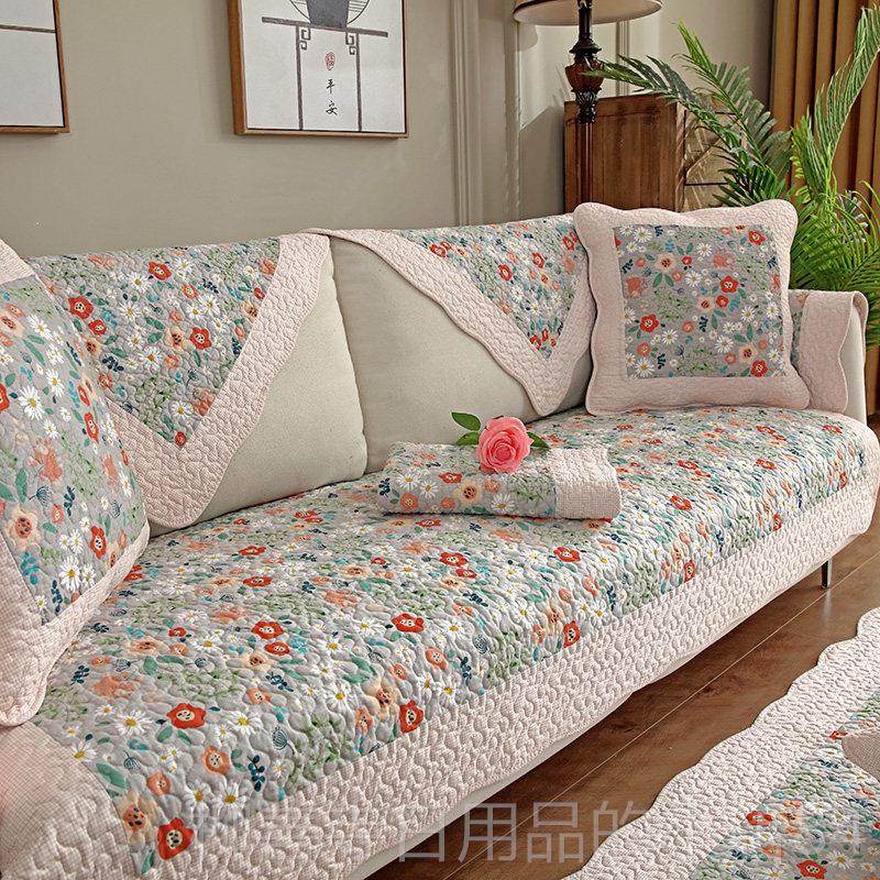 正品20小5新款碎花全棉沙发垫滑四2季通用防纯棉坐垫子沙发套罩巾,居家布艺,沙发垫,淘宝优惠券,粉丝福利购,淘宝优惠卷