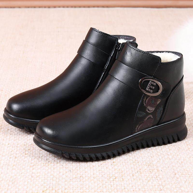 正品冬季新款防妈棉鞋真皮鞋羊毛奶奶绒保暖加软底滑妈短靴中老年,女鞋,时装靴,淘宝优惠券,粉丝福利购,淘宝优惠卷