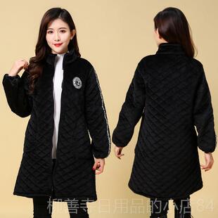 加厚女士罩羽绒服护衣保加绒时拉尚衣中长纯棉款暖围裙链工作