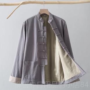 正品秋冬季唐装男纯加棉绒衣长袖外套中国中式服装中老年薄款棉风