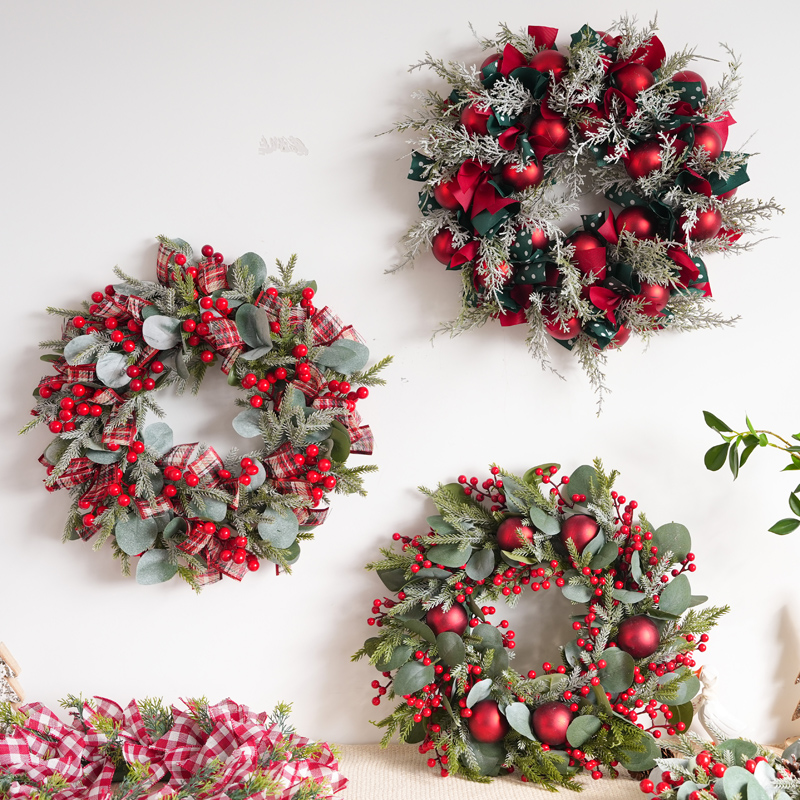 耶诞节装饰品花环门挂场景布置树挂件花圈藤圈门饰吊饰饰物挂饰