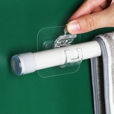 挂钩强力粘胶免打孔窗帘撑杆横杆夹贴伸缩杆固定器黏贴式置物挂架