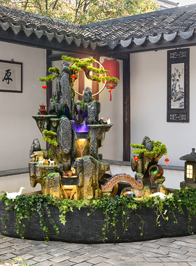 优选假山喷泉流水摆件花园庭院别墅阳台客厅装饰R办公室内鱼池造,