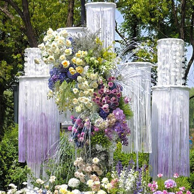 新款婚庆道具线帘圆环吊环架子婚礼圆形立杆伸缩铁艺花环舞台布置