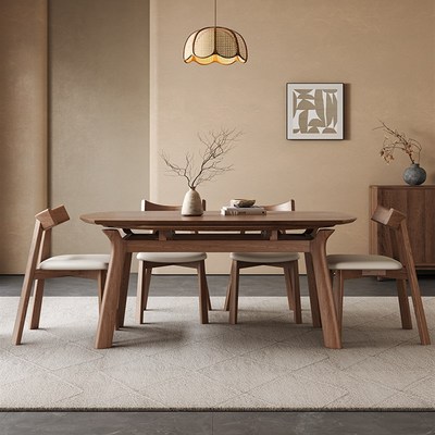 全实木可伸缩餐桌可变圆桌客厅家庭小公寓灰木圆形折叠餐桌