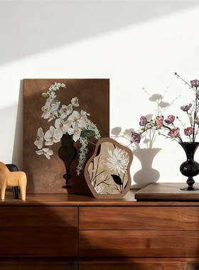 中古风花瓶客厅电视柜台面卧室斗柜覆古装饰画摆件摆画高级感插花