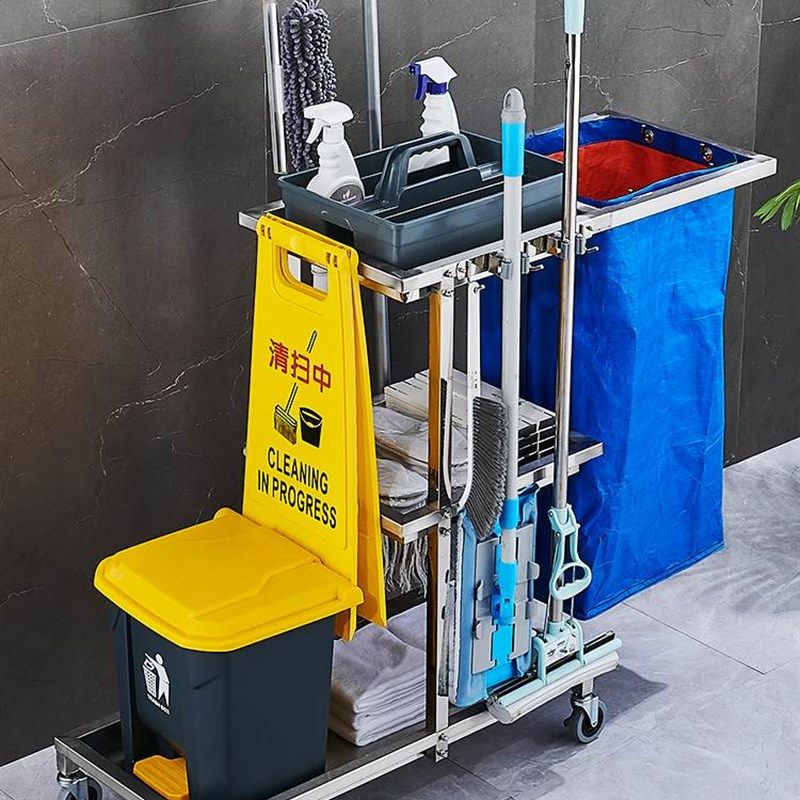 不锈钢保洁车布草车物业打扫卫生清洁车工具车推车酒店客房手推车