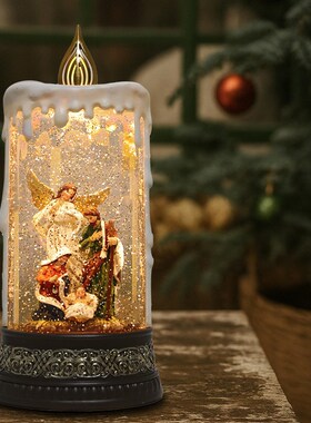 圣诞节礼品房子水灯微景观礼橱窗摆件音乐盒自动飘雪氛围装饰品