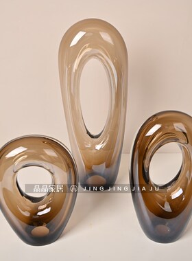 室内家居酒柜装饰品琥珀色摆件样板间售楼处大厅装饰品水晶玻璃器