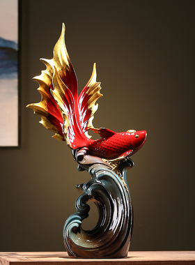 年年有余 余陶瓷工艺品装饰摆饰中式玄关客厅酒店金鱼办公室乔迁