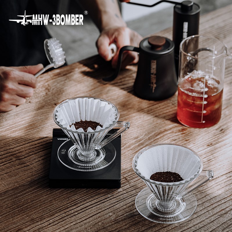 MHW-3BOMBER轰炸机手冲咖啡V60过滤杯 透明树脂精灵滤杯 滤纸器具