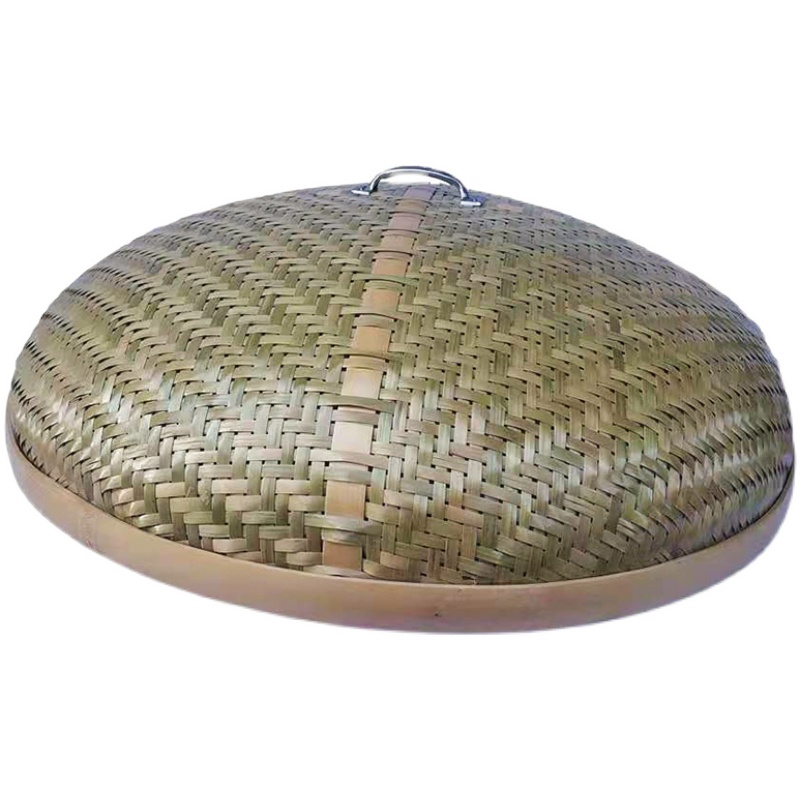 竹编圆形餐桌菜罩带手把饭罩餐桌台盖防蝇防尘竹篮竹盖夏季必须品