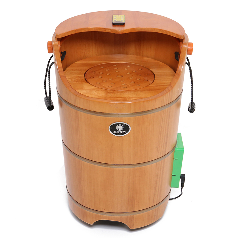 加高带盖实木多功能熏蒸桶蒸脚洗脚泡脚木桶恒温加热