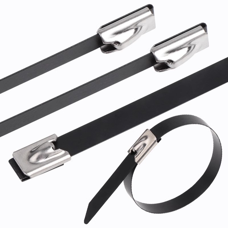 德国30喷塑不锈钢扎带高强度抗老化自锁金属耐高温捆绑拉紧器