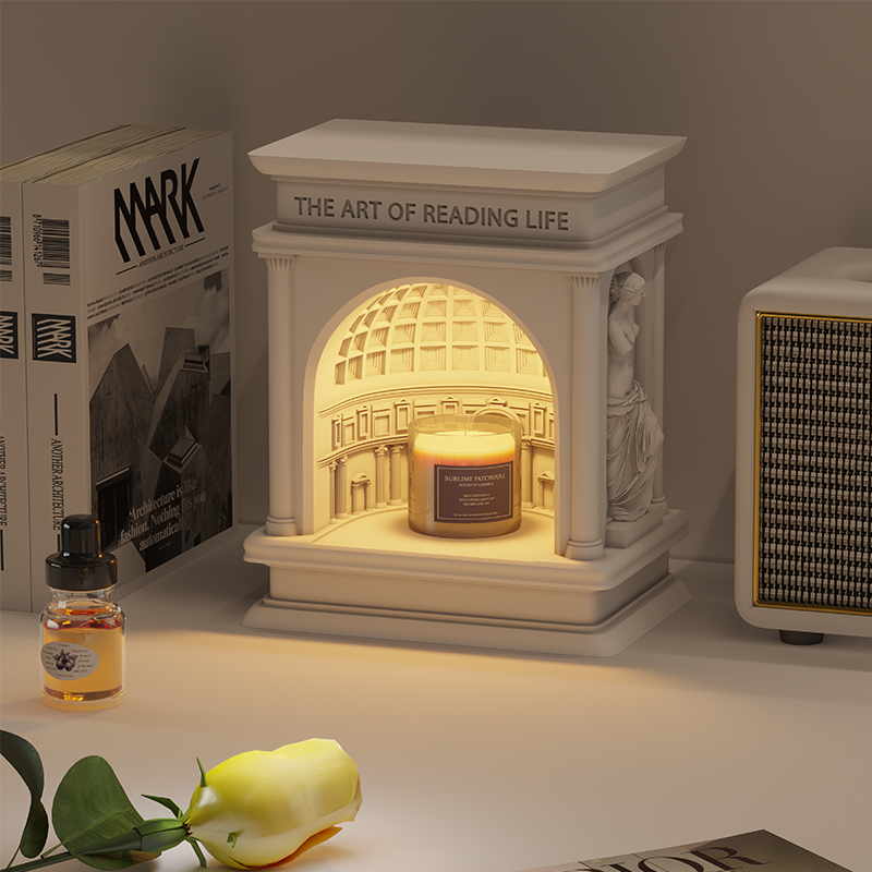 万神殿水泥建筑无火香薰灯蜡烛融蜡灯融烛灯卧室台灯床头灯高级感