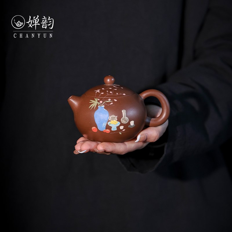 婵韵宜兴紫砂壶成进窑泥彩手绘西施壶茶壶单个家用茶具小田甄选