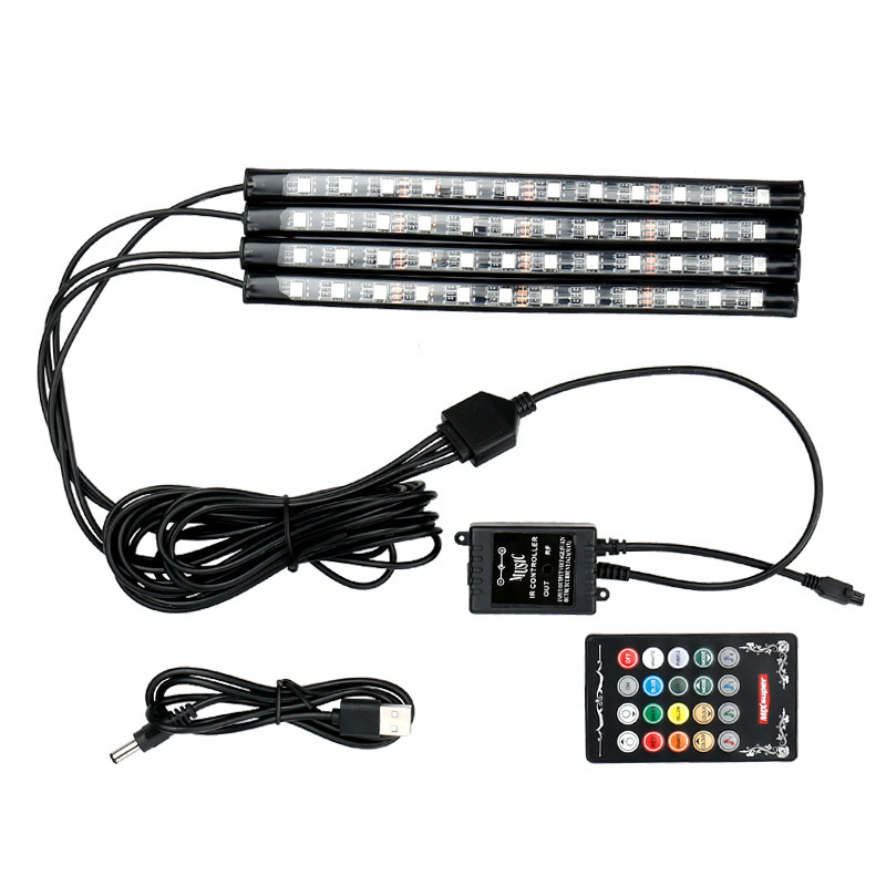 汽车载氛围灯无线车内改装声控USB装饰内饰灯脚底音乐节奏气氛灯