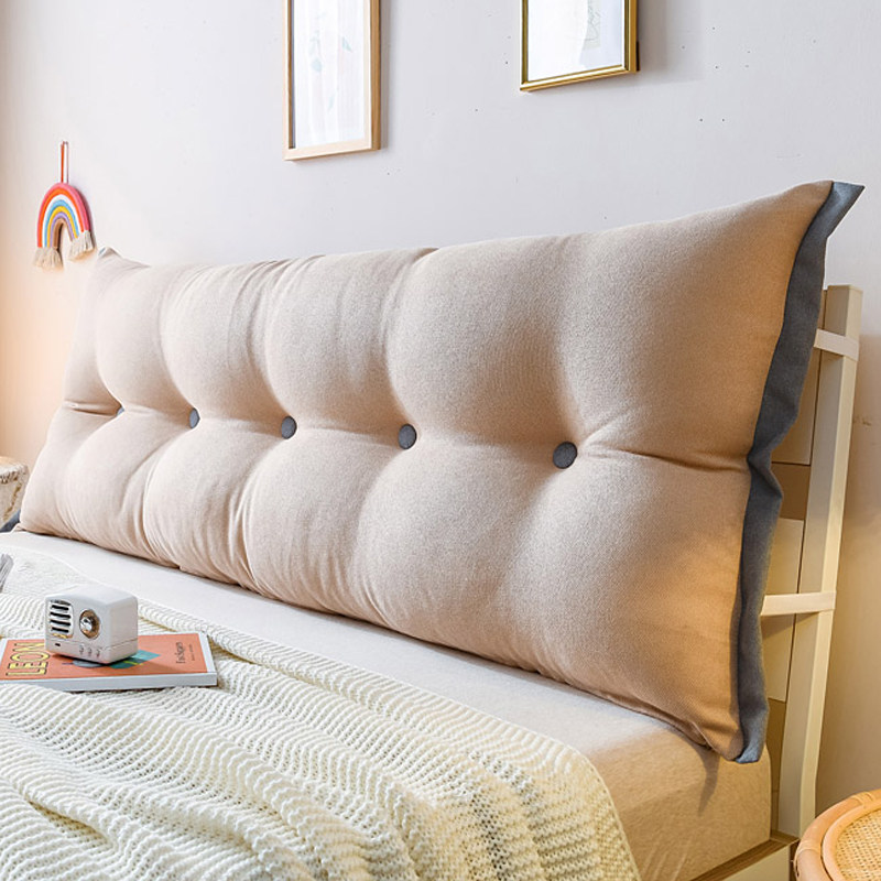 田园风床头靠背纯色床上靠枕卧室长方形双人大靠背床头软包可拆洗