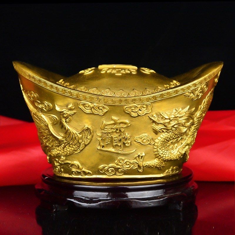铜金元宝摆件大号存钱罐聚宝盆家居装饰礼品工艺品摆件装饰用品