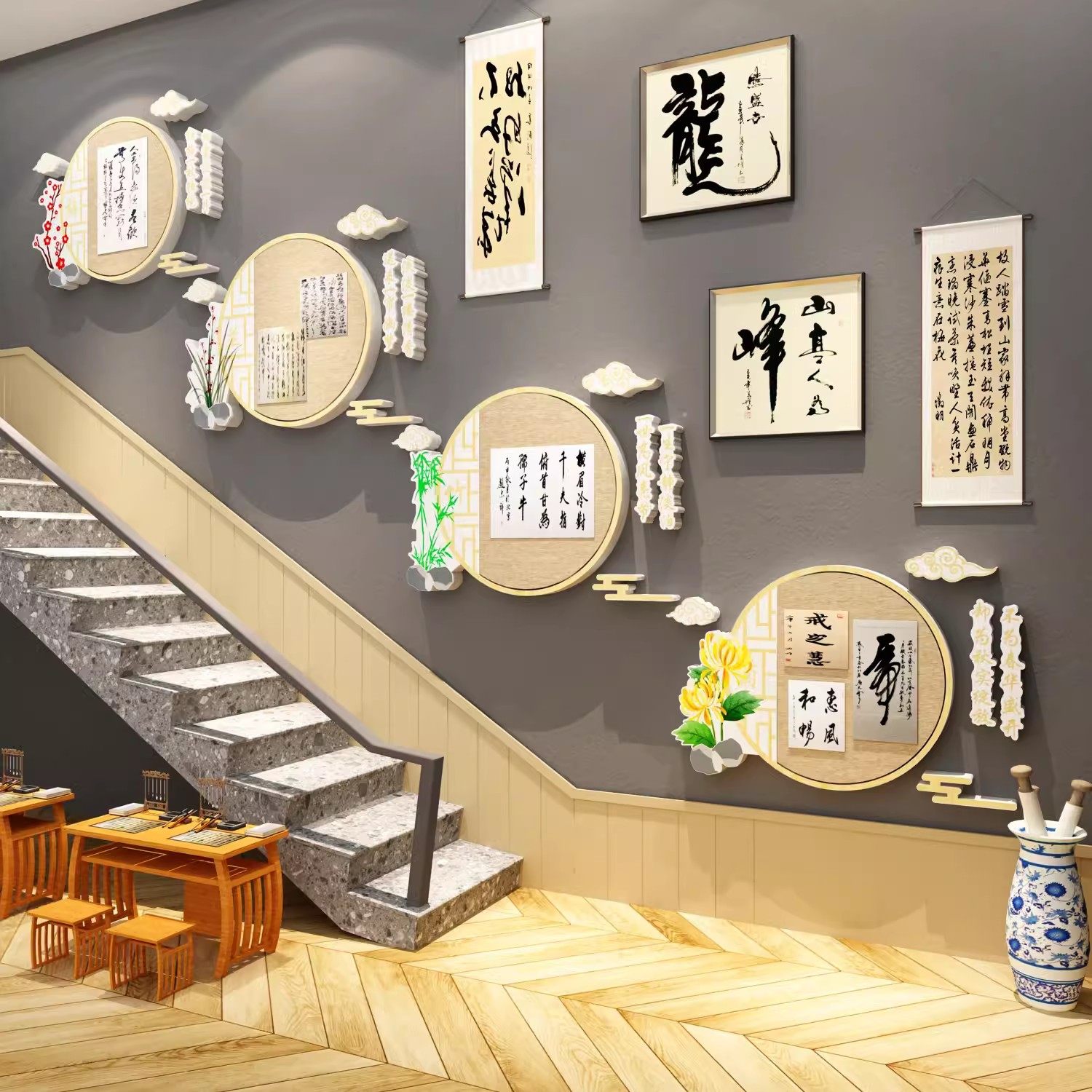 书法教室布置装饰毛毡板作品展示文化墙贴硬笔氛围环创培训机构班,家居饰品,软装墙贴,淘宝优惠券,粉丝福利购,淘宝优惠卷