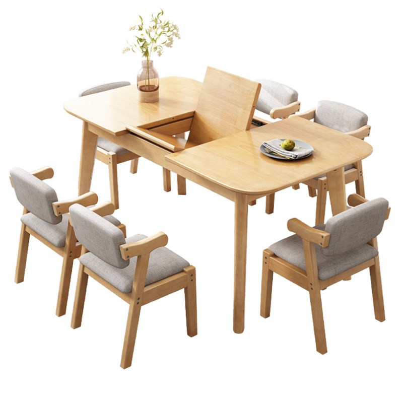 实木折叠餐桌小户型简约现代家用长方形多人简易吃饭桌子伸缩拉台