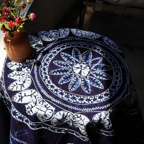 大理非遗扎染纯手工桌布裱框墙画墙布茶桌布茶室装饰送礼送外国人