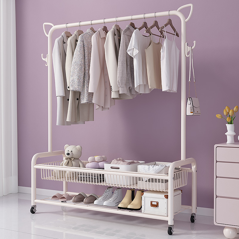 晾衣架落地折叠家用晒衣架阳台卧室挂衣架子简易室内单杆式衣帽架