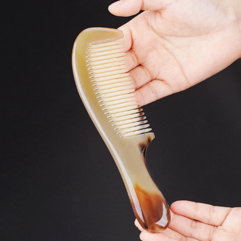 塞野天然便携牛角梳子密齿梳有柄款直发护理男女士家用活动款1601