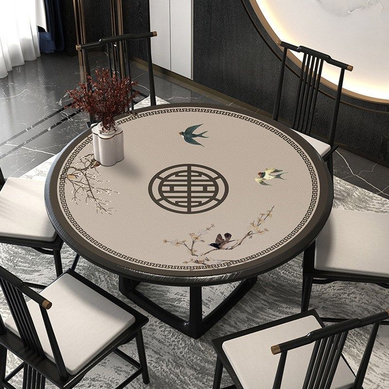 式餐桌垫皮革圆桌桌布防水防油免洗防烫家用圆形桌面垫茶几台布