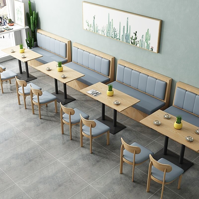 定制简约西餐咖啡厅甜品奶茶烧烤餐饮汉堡店靠墙卡座沙发桌椅组合