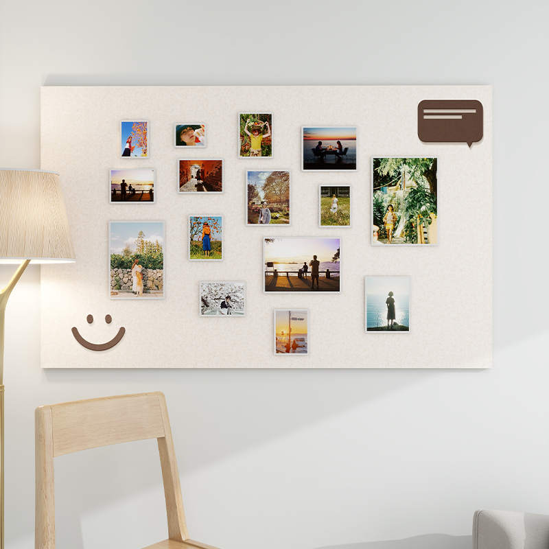 照片墙毛毡板作品展示墙背景板创意装饰留言板免打孔软木板奶油风