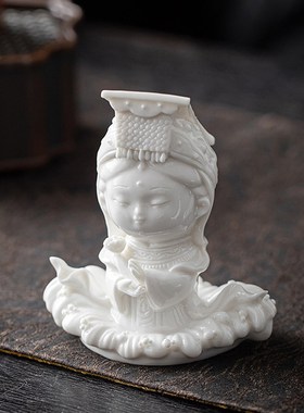 创意妈祖陶瓷摆件工艺品高级感车内装饰品2024新款中控台车载好物