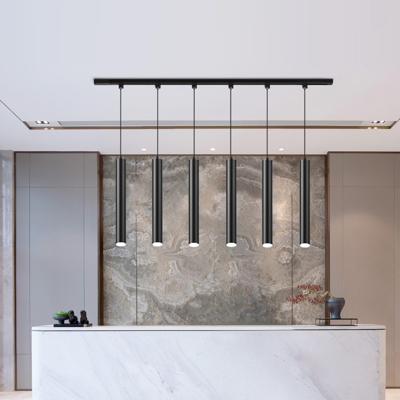 led轨道灯吊线射灯长筒圆柱餐厅灯商用办公室吊杆前台收银台灯