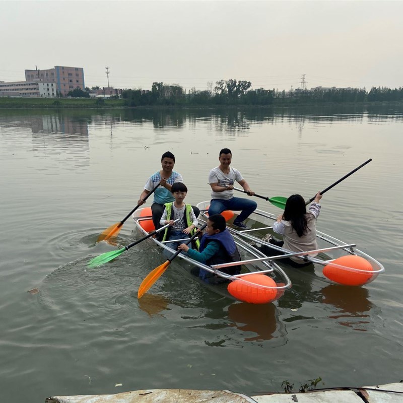 摄影单双人全透明皮划艇 SUP板 玻璃船独木舟 PC水晶船景区划桨