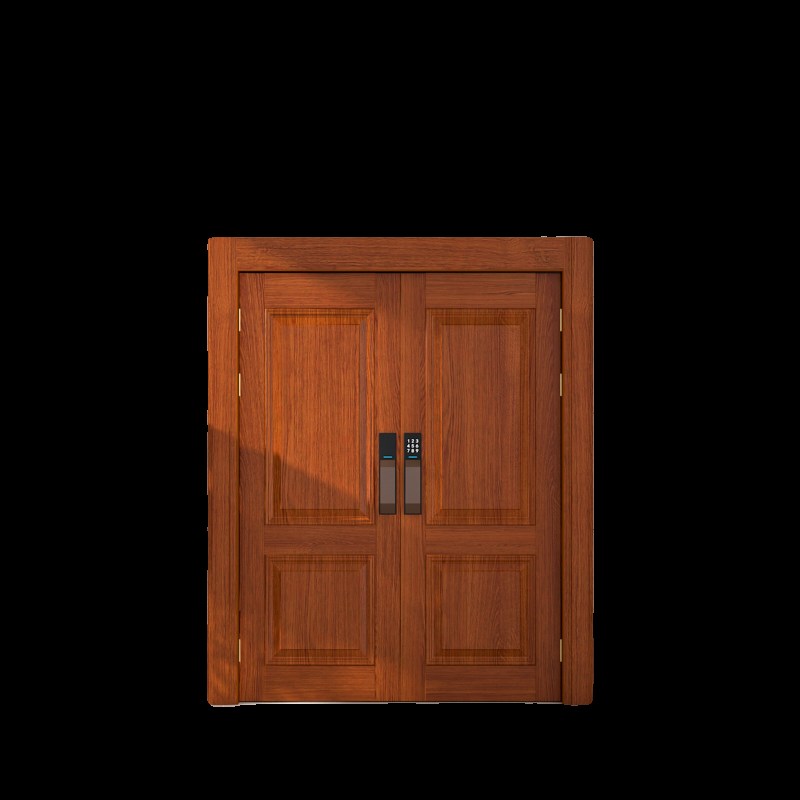 实木中式柚木大门菠萝格别墅高档入户门老榆木农村庭院对开门