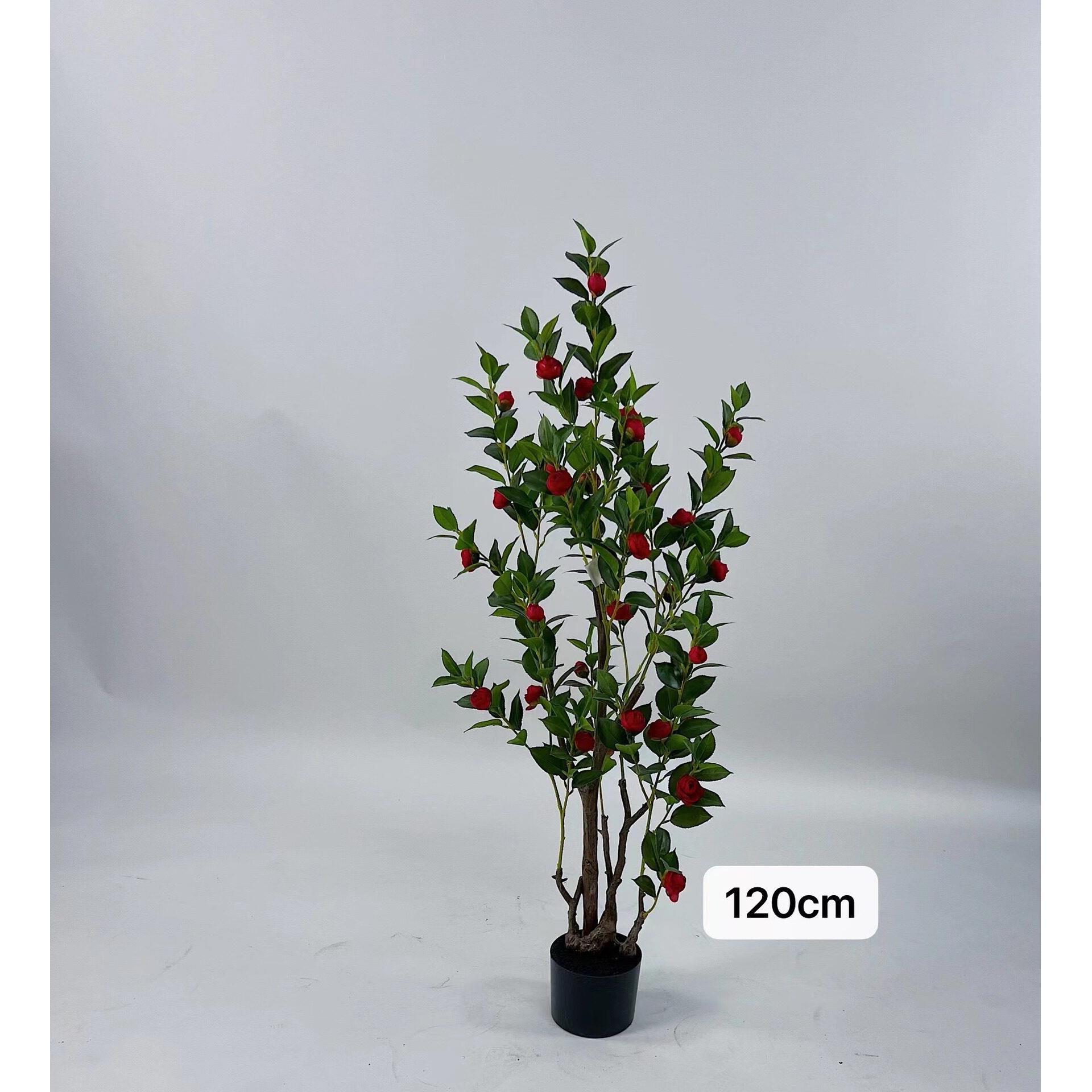 仿真茶花树人造塑料景观树盆栽室内外客厅落地植物