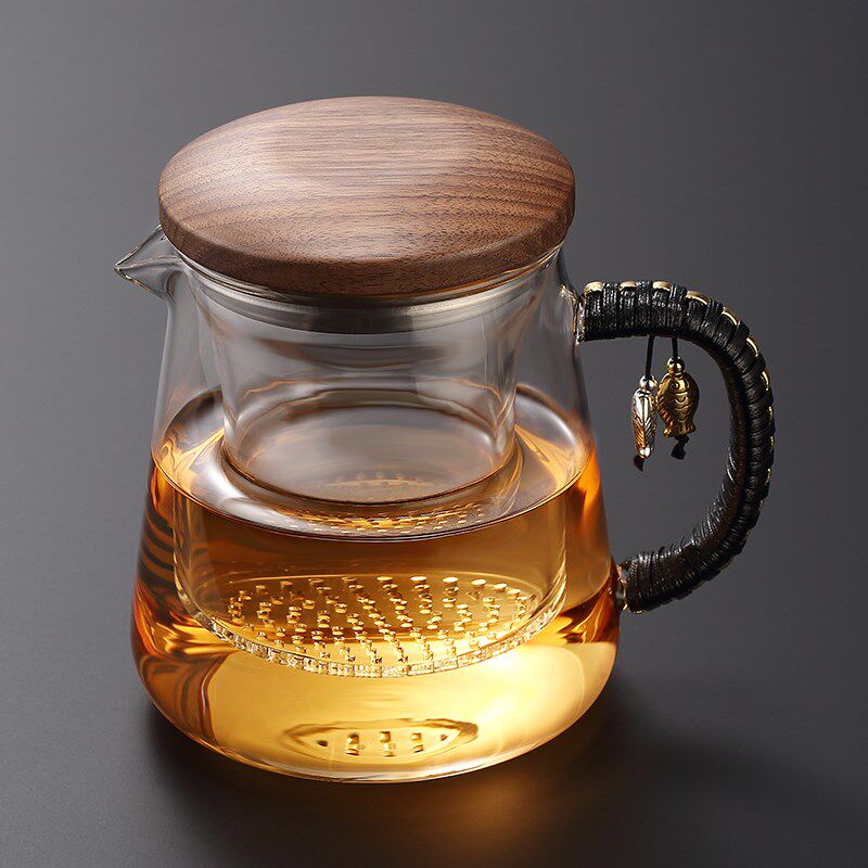 玻璃耐高温泡茶壶茶具套装花茶菊花茉莉玫瑰家用绑绳茶水分离杯壶