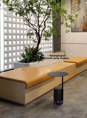 设计师实木长条凳商场会所售楼处单元入户图书馆公区休息长椅工程