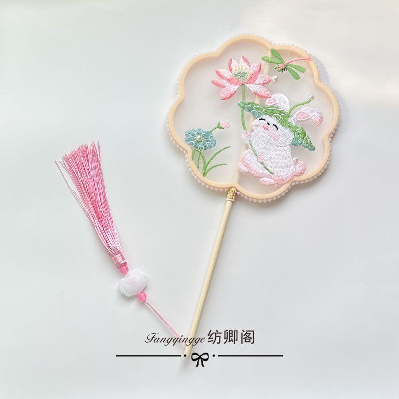 宝宝中秋节国风团扇汉服扇子古风儿童女童马面裙配饰道具女中式