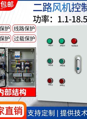 二路风机控制箱三相电机电控箱一控2缺相过载保护成套定制配电柜