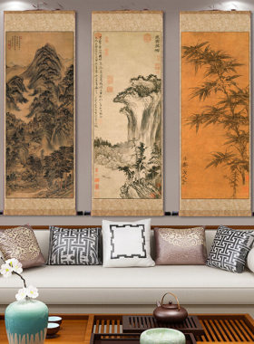 元代清代五代丝绸画丝绢画黄公望挂画装饰画山水仿古画山水国画