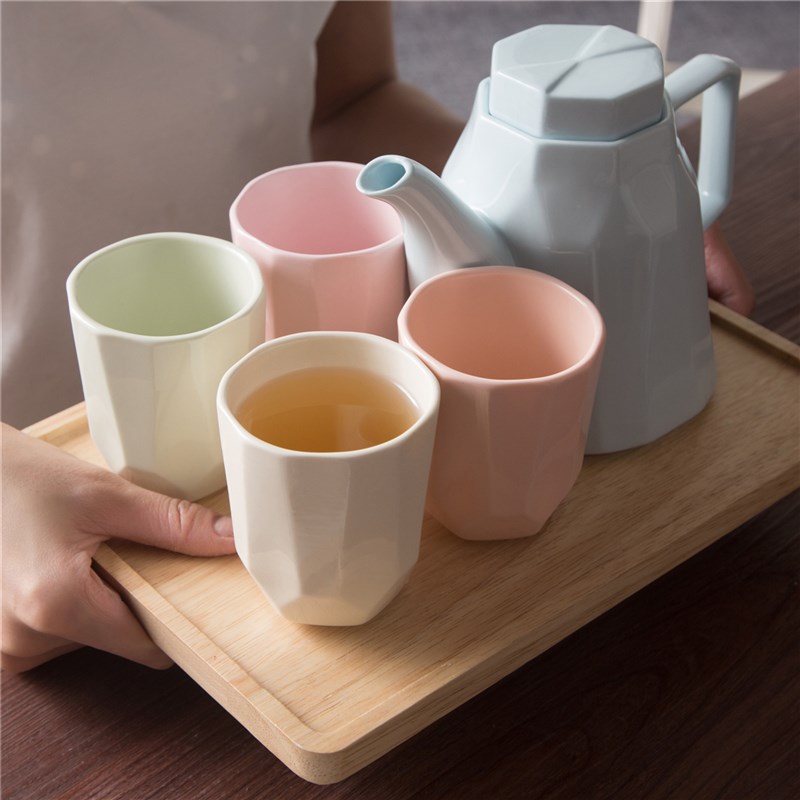 简约陶瓷冷水壶家用耐热茶壶茶具水具套装创意凉水壶杯具带托盘