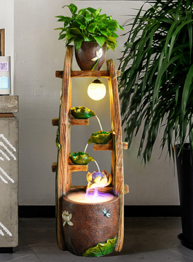 客厅中式流水喷泉摆件室内循环水生财装饰落地假山鱼缸景观加湿器