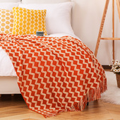 简约现代波浪纹装 饰毯床尾巾休闲搭毯民宿酒店样板间床品搭配柔软