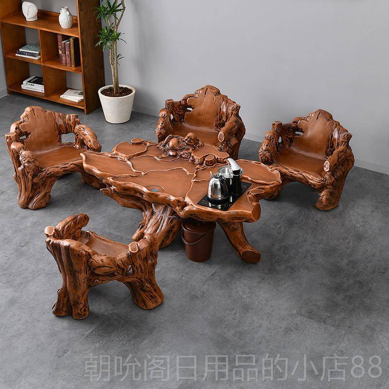 高档根雕茶桌椅组合具套组一茶体家用阳台小户型功茶夫泡台户外彷图片