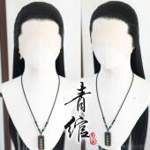 高档古装 男士 假假发套手钩美人古风汉服cos演出写真整尖顶披发长