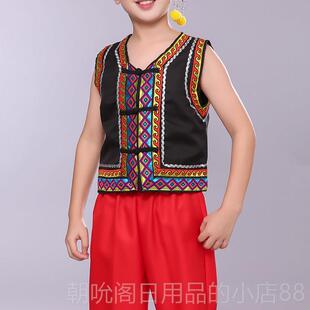 高档学少数民人族儿童习三月三背心壮族苗族彝族背心女成马褂男表