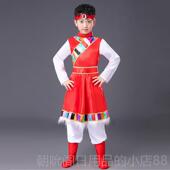 高档儿童藏族演出民服六一水袖 女童表演服装 童蒙男古舞数蹈服少族