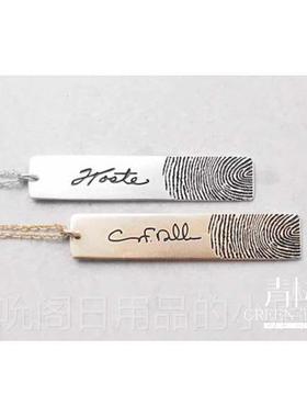 高档青树原定制9创25银签指纹刻字项链男女款情 侣项链锁名骨链毛